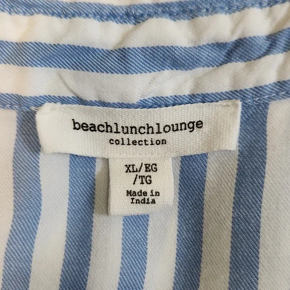 beachlunchlounge Blue and White Striped Button‎ Down Shirt Size XL Beach Boxy - Picture 7 of 10